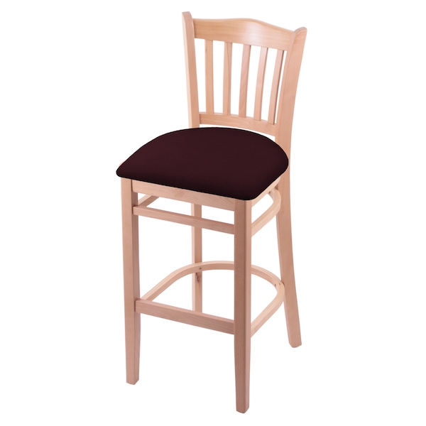 25" Counter Stool, Natural Finish, Canter Bordeaux Seat
